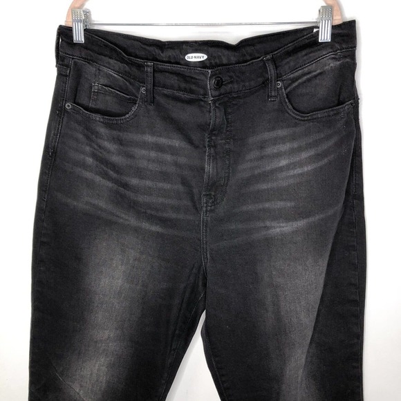 Old Navy High Waisted Ryan Boyfriend Jeans Size 16 Raw Hem Black - Picture 4 of 8